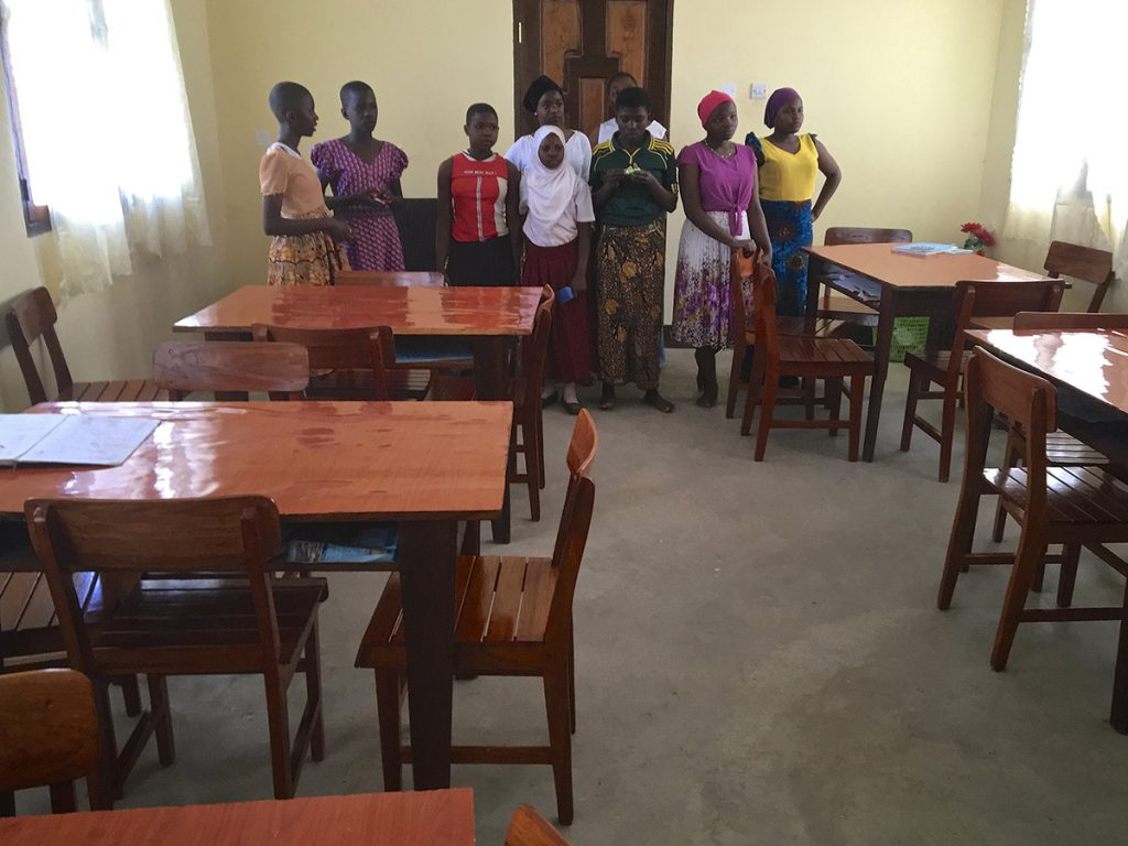 dinning hall at the hostel project funded by African Palms selling palm crosses