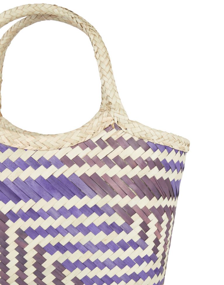 Close-up view Tote Bag done at individually crafted in the Masasi area using traditional techniques, African Palms