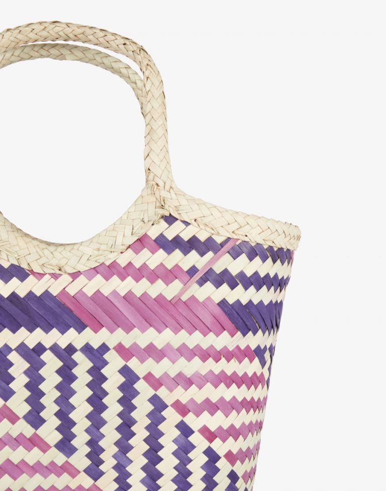Close-up view Tote Bag done at individually crafted in the Masasi area using traditional techniques, African Palms