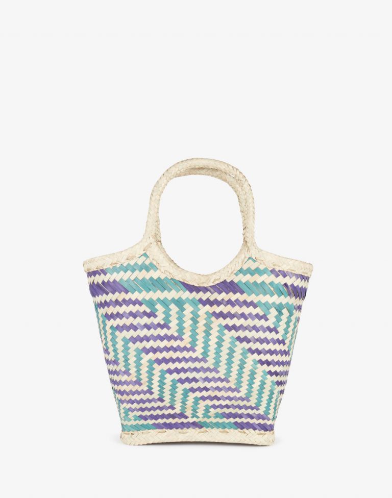 Front view Tote Bag done at individually crafted in the Masasi area using traditional techniques, African Palms