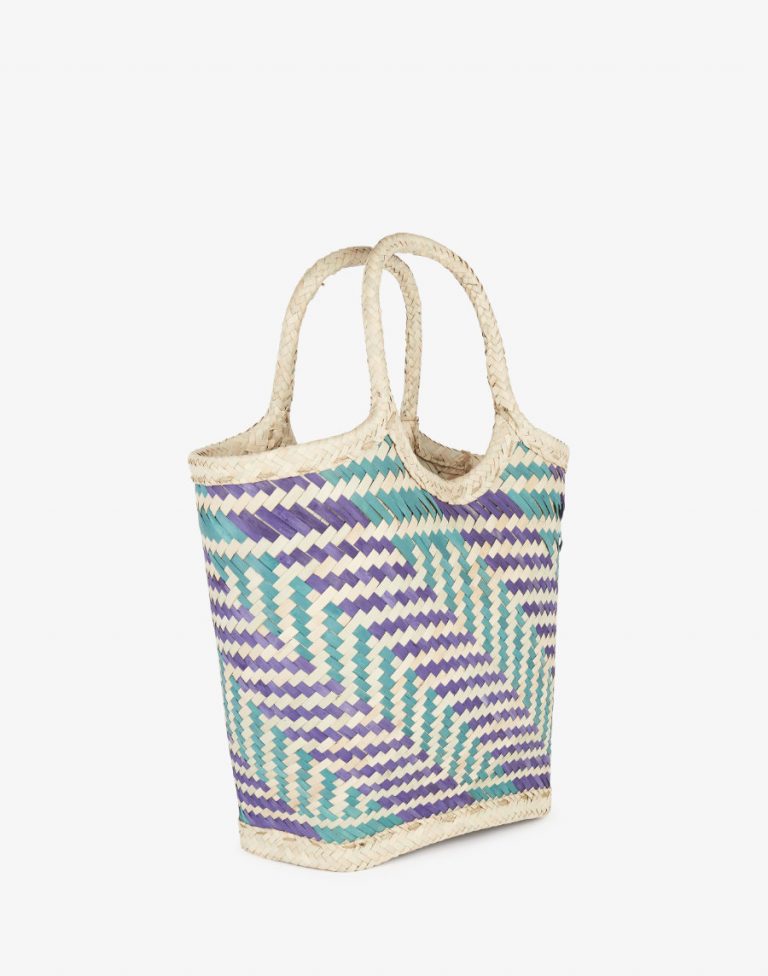 Side view Tote Bag done at individually crafted in the Masasi area using traditional techniques, African Palms